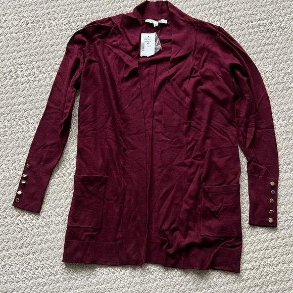 cleo Sweaters - NWT - Cleo Petites cranberry open front sweater.  Size XS.